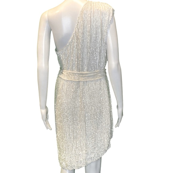 NWT Retrofete White Ella One Shoulder Sequin Mini Dress -Sz XL - Picture 8 of 15